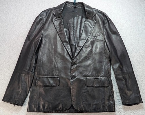Vintage Juicy Couture Dirty English Leather Jacket Mens Large Black Blazer Style