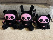 NEW - SET OF 3 - SKELANIMALS PLUSH - BLACK PINK - MARCY - JACK - CHUNGKEE