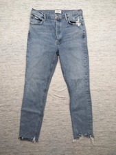 Agolde Nico High Rise Slim Fit Distressed Raw Hem Jeans in Rooted Size 28
