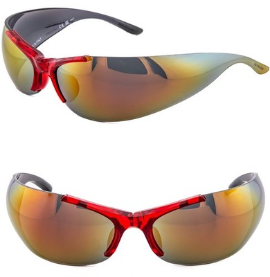 BALENCIAGA BB0454S AFTERHOUR 0454 Wrap Red Bold Foldable Unisex Sunglasses 004