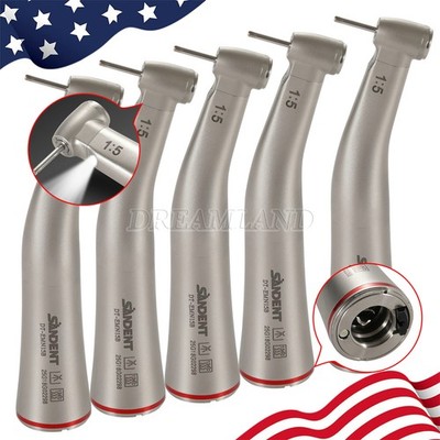 5 X Dental 1:5 Contra Angle FG1.6mm LED Fiber Optic Handpiece MINI HEAD USA
