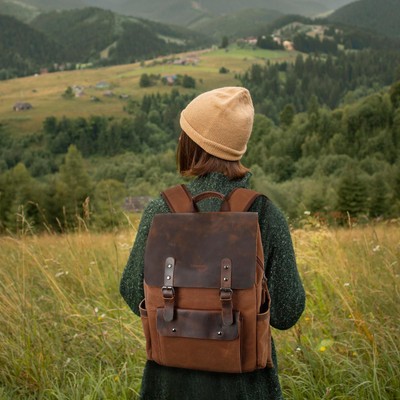 Vintage Brown Leather Book Pack Camping School Day Knapsack Backpack Rucksack Amazon.com: Jaald 21 main image 3