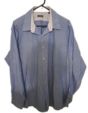 Van Heusen Blue Mens Long Sleeve Dress Shirt Button Up Size 17.5 34 35