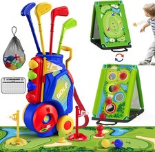 Toddler Golf Set 3 in 1 with Putting Mat  Kids Golf Clubs - Indoor Mini Golf