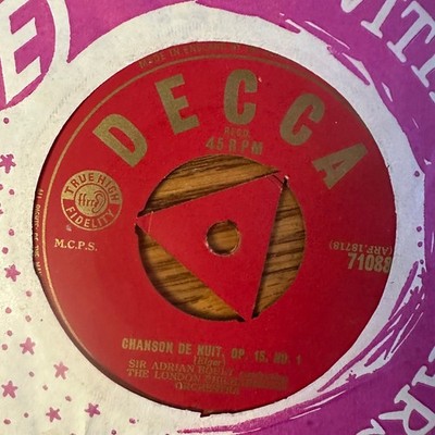 Sir Adrian Boult   Elgar Chanson de Nuit Matin 7'' DECCA Classical 45 RPM