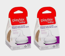 2 PACK Playtex Baby Breastlike Fast Flow Baby Bottle Nipples For VentAire Or Nur