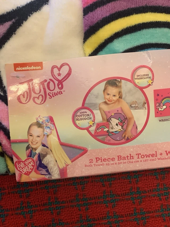 Juego de toallas y paños de baño JoJo Siwa de 2 piezas de Nickelodeon NUEVO con etiquetas Foto 2 de 4