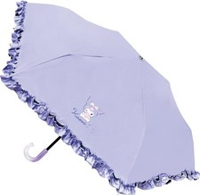 Sanrio Kuromi Foldable Umbrella Frill Design Rain  Shine Compact Umbrella New