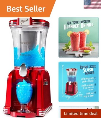 32oz Slushy Maker with Easy-Flow Spout & Stainless Steel Design - Retro Red
