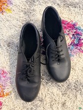 Theatricals Black Lace-Up Kids Tap Dance Shoes with Metal Tap Plates Size