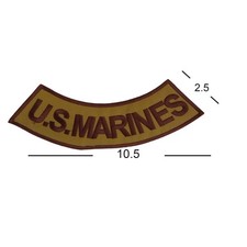 U.S MARINES Rocker Patch - 10.5" x 2.5" Large Coyote Tan & Brown Biker DIY Cut