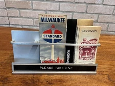 Vintage Travel Road Map Brochure Countertop Display Gas Station Weighted Metal
