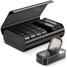 Metal XL Weekly Pill Organizer 2 Times a Day, Large Travel Daily Pill Box 7 D...