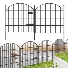 FOREHOGAR Metal Garden Fence with Gate 28in H x 11.7ft L , 1 Gate  4 Pane...