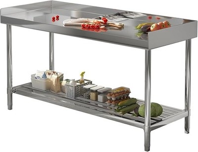 GARVEE 48'' Stainless Steel Prep Table Backsplash Undershelf for Kitchen Garage