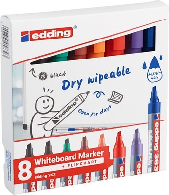 Edding 363-8-S2999 363 Boardmarker - nachfüllbar, 1 - 5 mm, 8er Set sortiert