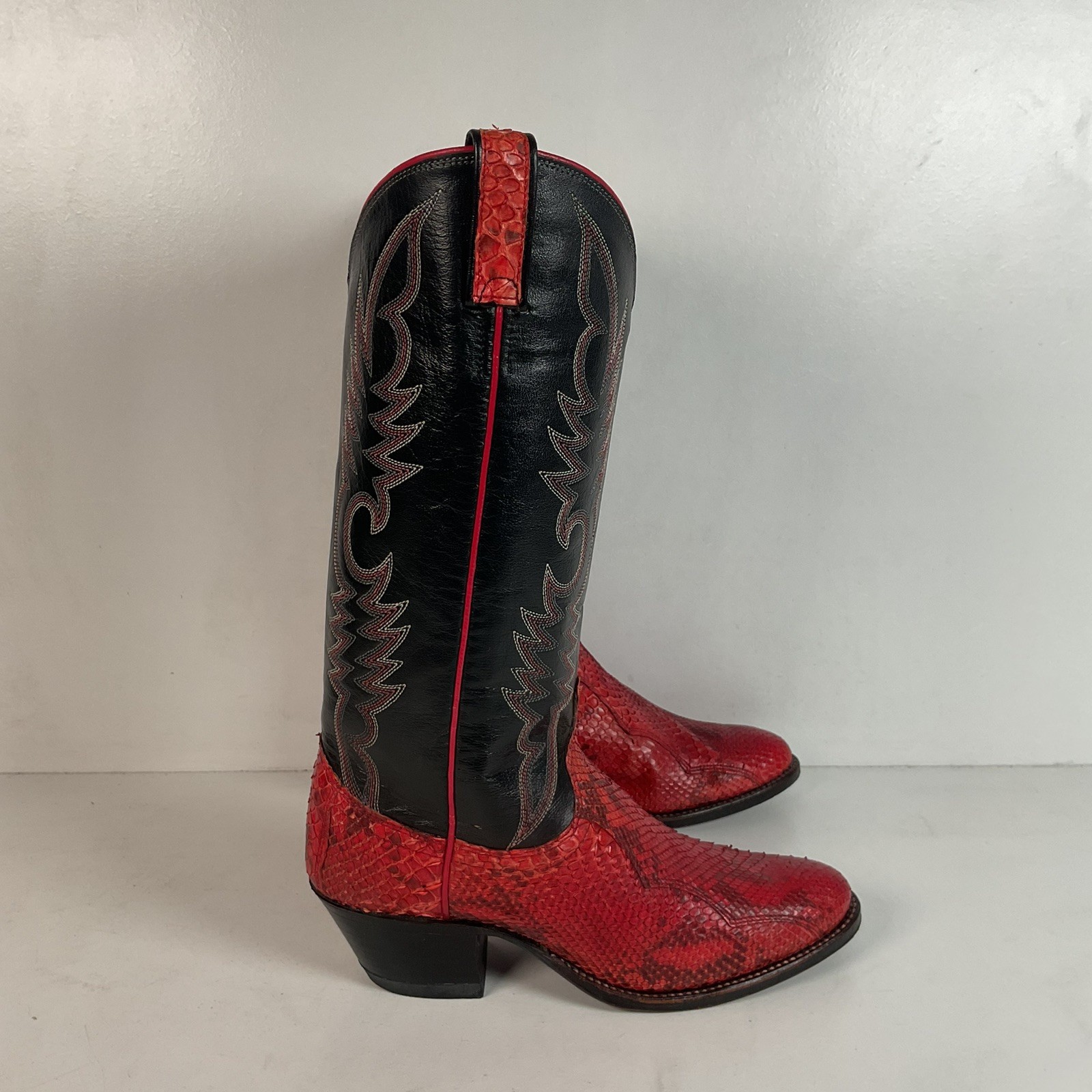 Vintage Dan Post Red Python Snakeskin Cowgirl Boo… - image 15