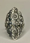Vintage Sterling Silver Openwork Ornate Scroll Ring Size 8.75