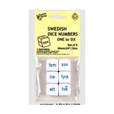 Koplow Foreign Language Dice d6 20mm Number Dice 1-6 - Swedish Words 6 New