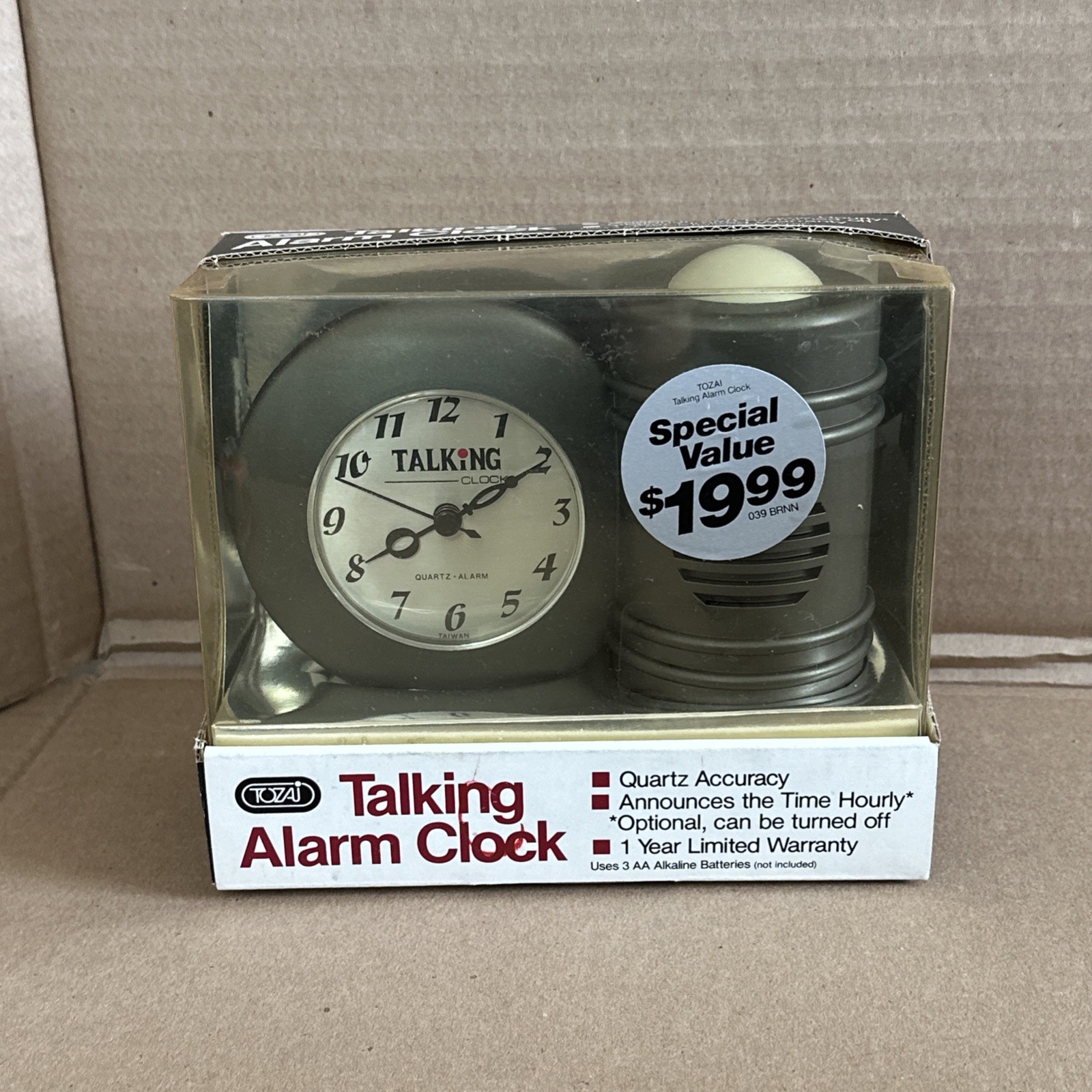 New Vintage TOZAI Talking Alarm Clock Quartz in Original Box (SC470)