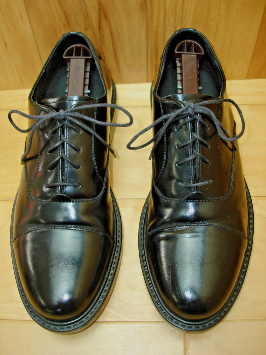 Men's 9.5 M BOSTONIAN Strada Black Leather Cap Toe Oxford, Dress