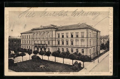 Giessen, in front of the university, postcard 1916 