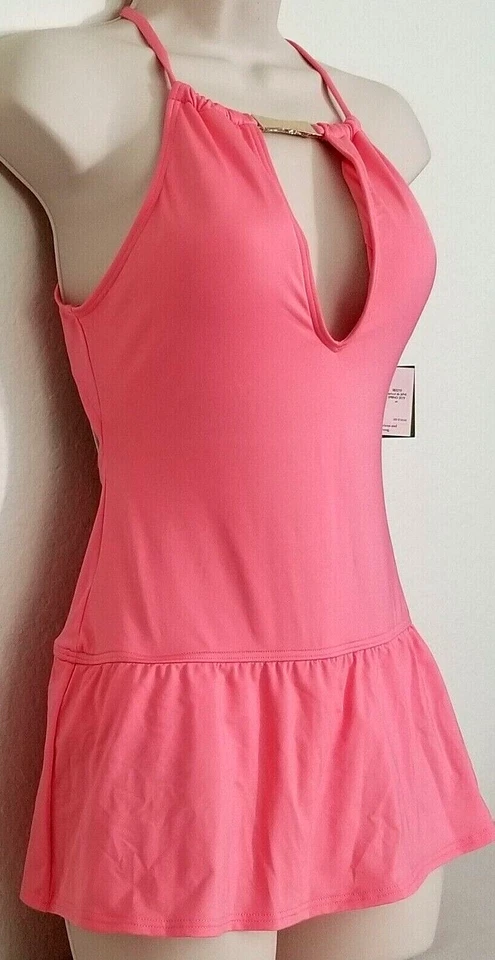 🌞KATE SPADE CRESCENT BAY 1PC SWIMDRESS SKIRTED SWIMSUIT PINK APRICOT XS,L🌺NWT - Image 3 of 4
