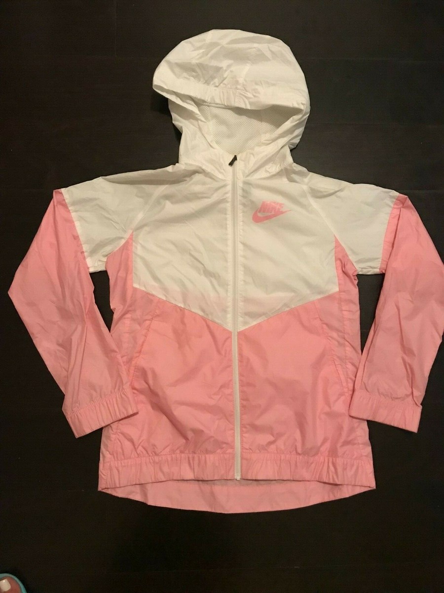 pink and white nike windbreaker jacket