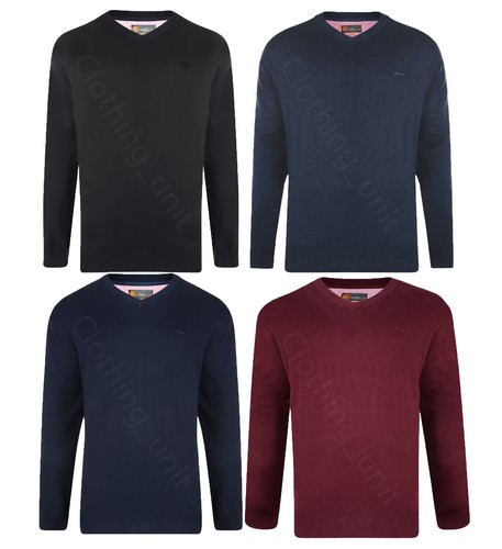 Mens KAM Plain V Neck Sweater Jumper 