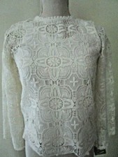 NWT" Art Class" Girls 10-12 Dressy Blouse Ivory With Long Bell Sleeves Lined