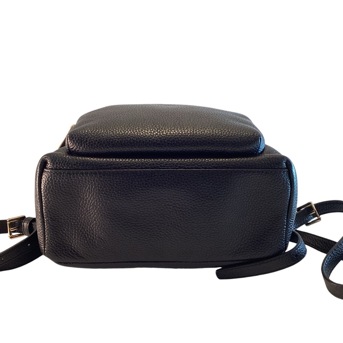 Michael Kors Backpack Erin Black Gold Accents Pebbled Leather Bag Medium 12\