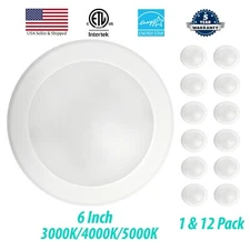 3BRIX 1-12 6” 15W Flush Mount Disk Downlight 1100lms Damp-Rated ETL Energy Star