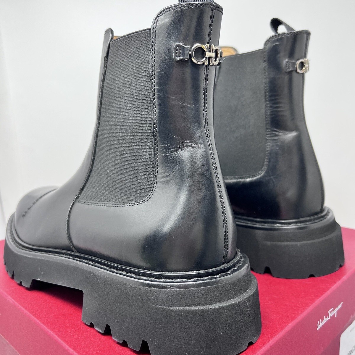 Salvatore Ferragamo George 2 Men's Leather Chelsea Boots Size 12 M