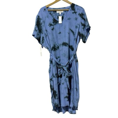 NEW Anthropologie Cloth & Stone Size 2X Blue Tie Dye Sheath Dress Party Boho