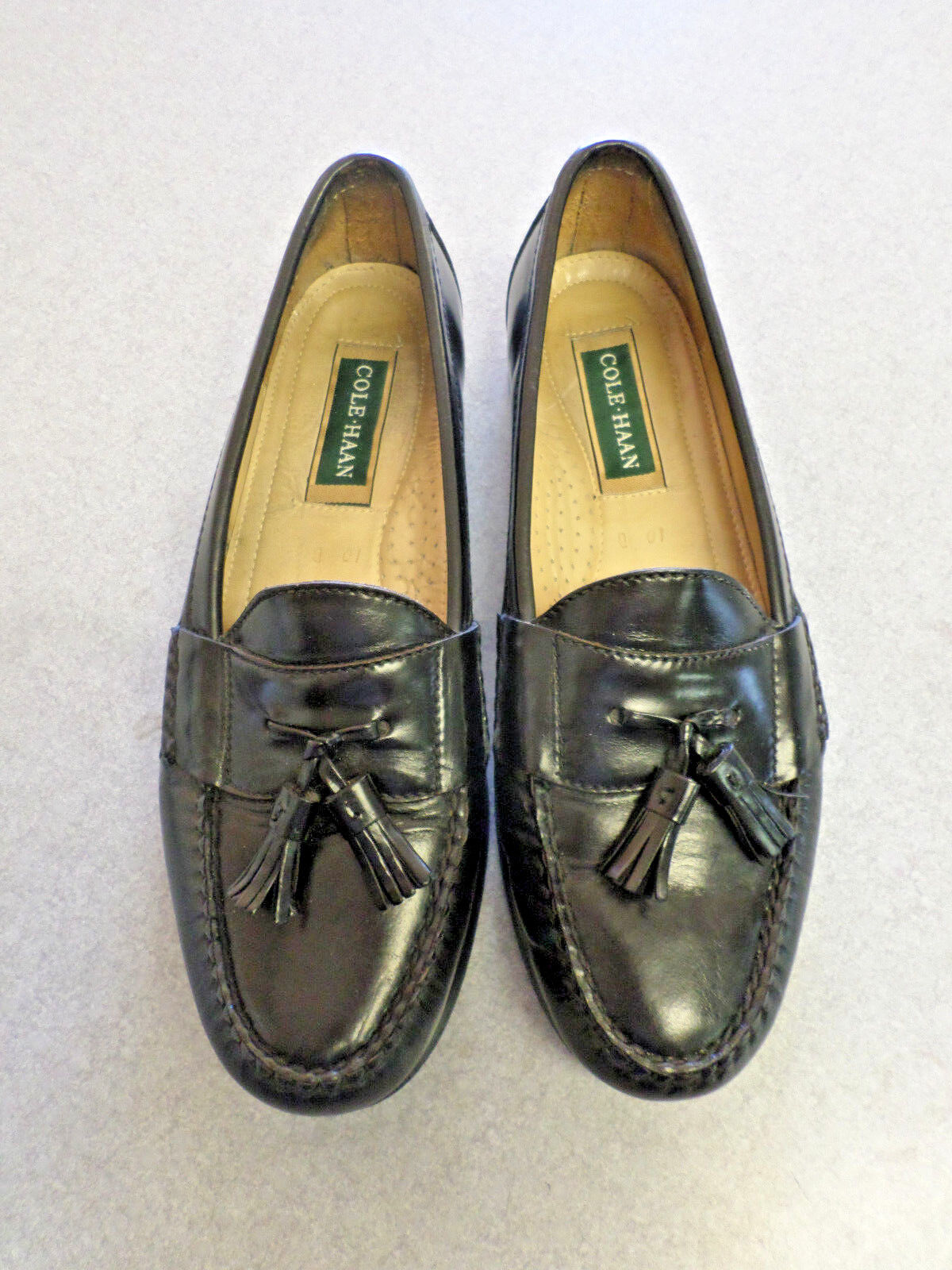 Cole Haan Sale Cheap price black leather tassel 10 loafers. Men#039;s D