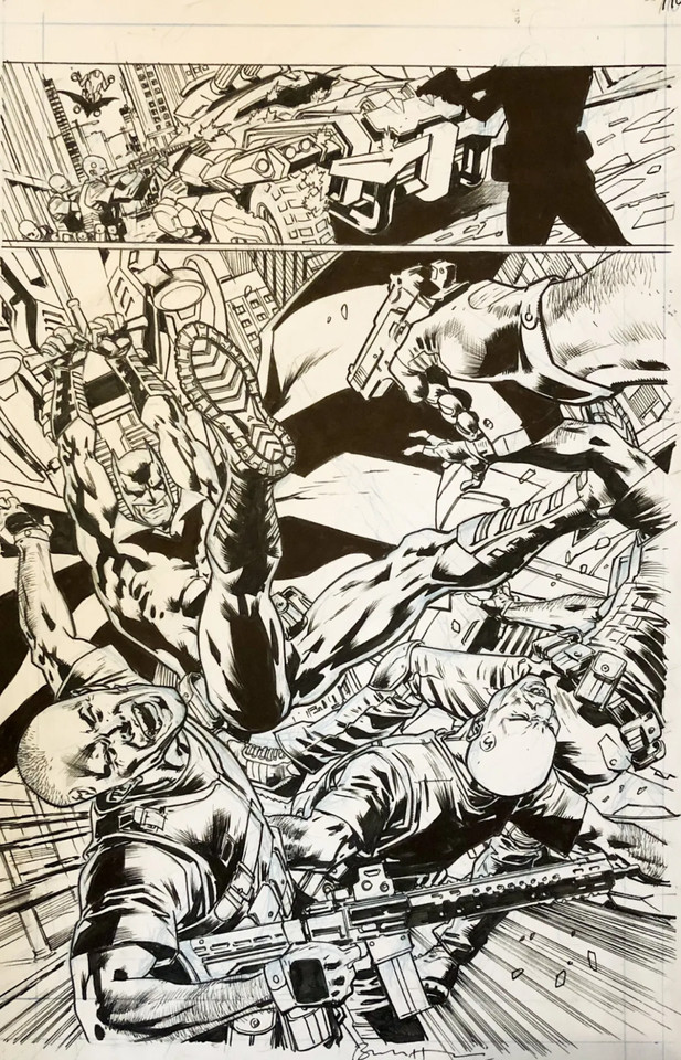 Batman Grave #10 page 10 action fight splashpage by Bryan Hitch Comic Art
