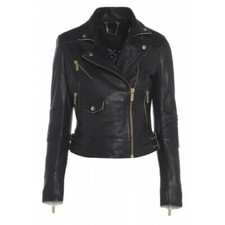 Branded Embroidered Leather Biker Ladies Jacket Sizes 6,8,12,14,16 Uk Sale Price