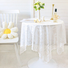 1PC White Lace Tablecloth Square Nightstand Dust-proof Table Cover Vintage Style