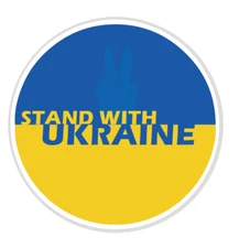 STAND WITH UKRAINE BUTTON - Ukrainian Flag, Original Brooch Pinback Button