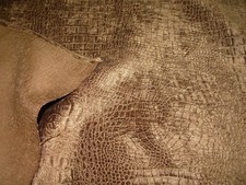 10 YDS VELVET EMBOSSED CROCODILE ALLIGATOR BROWN UPHOLSTERY FABRIC FOR LESS