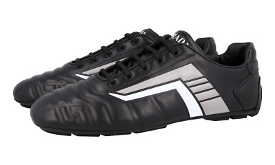 PRADA Leather Rev Race Car Sneakers - 2EG325 - Black - NEW -  US 10 EU 43