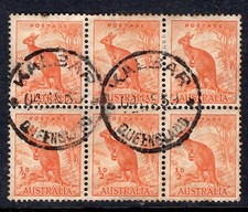 Queensland nice KALBAR 2 strikes 1939 on &frac12;d roo block x6