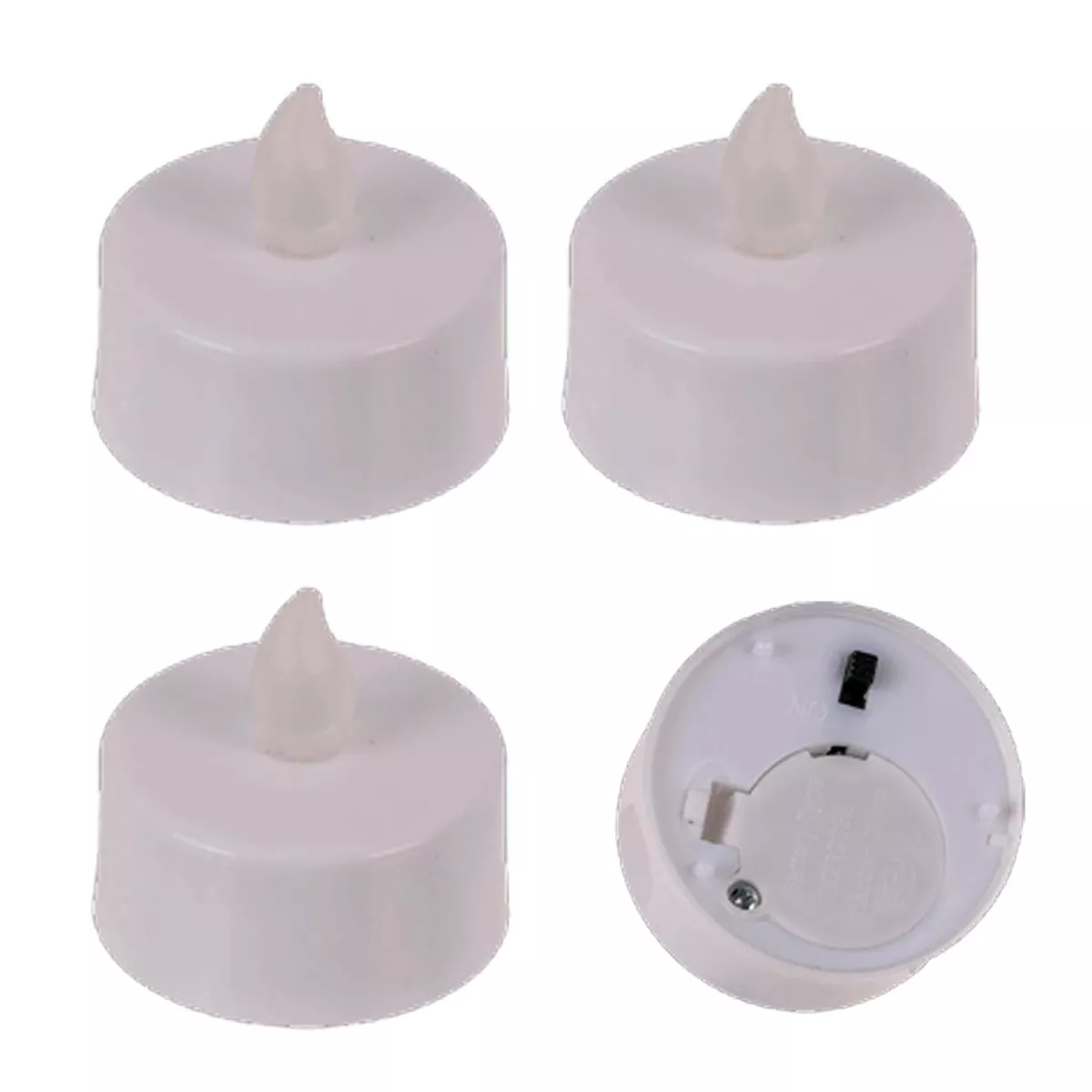 White LED Battery Flickering Tea Light Candles Set of 4