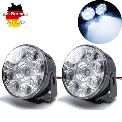 2pcs Universal Auto 9 LED 12V Nebelleuchten Tagfahrlicht rund Weiß 6000k~8000k