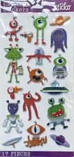 Sticko Alien Characters  Puffy Stickers Planner Supply Crafts Scrapbook Space