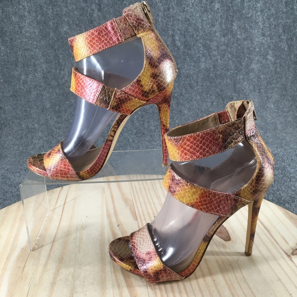 Женские туфли на каблуках Steve Madden 9 Mira со змеиным принтом сзади на молнии на лодыжке с ремешками разноцветные - Изображение 2 из 4