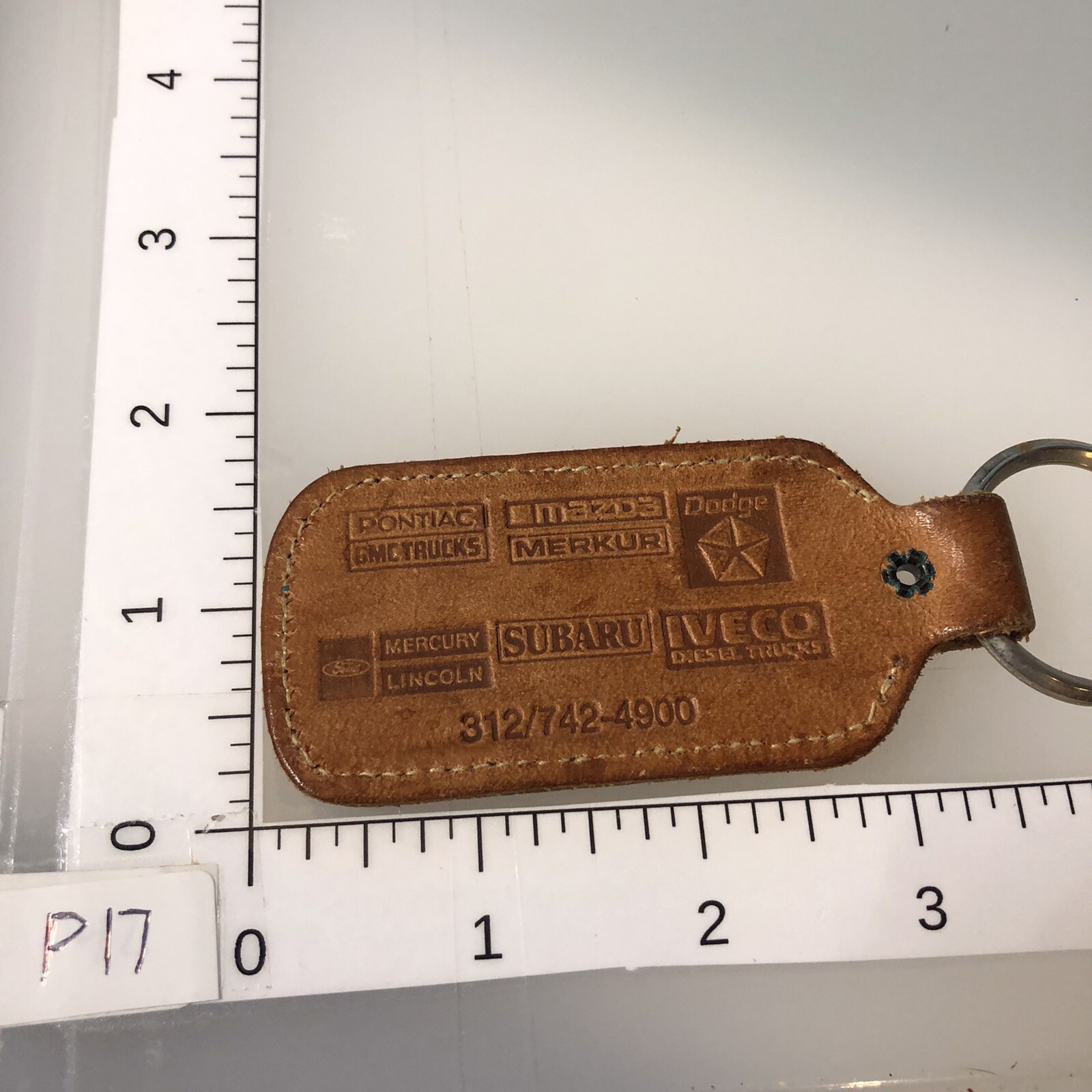 Elgin IL Heritage Auto Village Leather Auto Car Dealer Illinois Motors Keychain