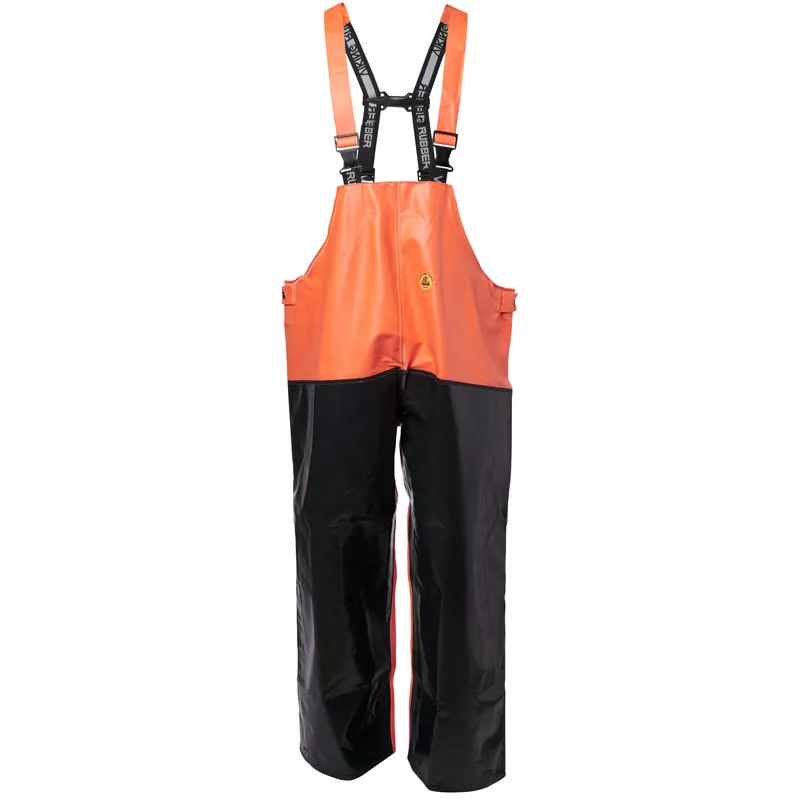 Viking Rubber Reinforced Bib & Brace Trousers Fishing Farming Waterproof  Orange