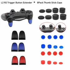L2 R2 Buttons Trigger Extenders + 8x Grips Cap for PS4 / Slim / Pro Controller
