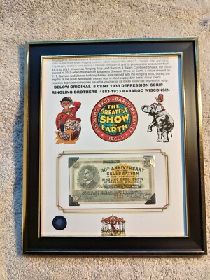 original 1933 circus script custom framed ringling brothers one of a kind